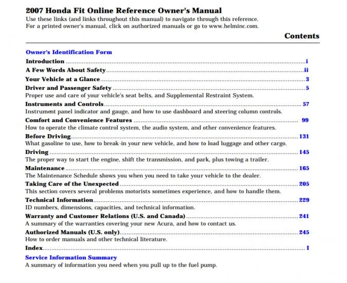 2007 Honda Fit Owner's Manual